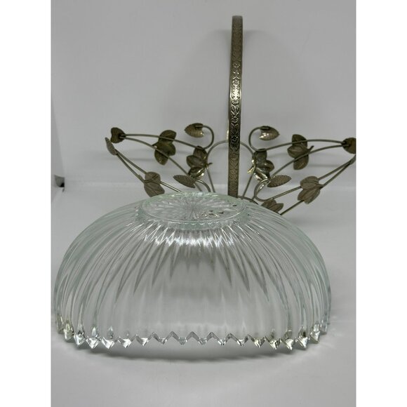 VTG Mid‑Century Gales Sheffield Bridal Basket Glass Liner Silver‑Plated Frame - Picture 6 of 8